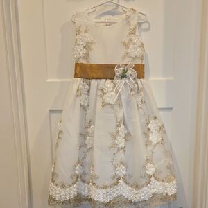 Charming Kids Dress with Gold Accents